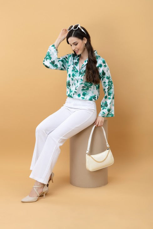 Slit Sleeves Satin Shirt