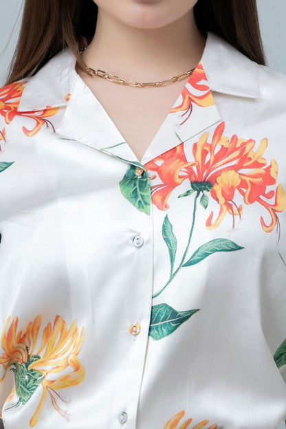 Women's Slit Sleeve Satin Shirt