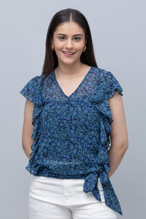 Floral Print Ruffle Top