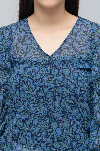 Floral Print Ruffle Top