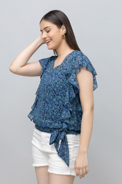 Floral Print Ruffle Top