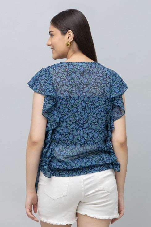 Floral Print Ruffle Top