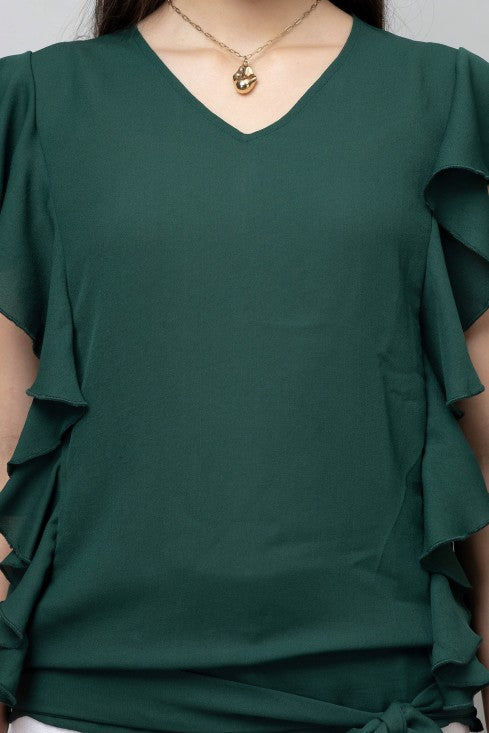 Ruffled V-Neck Top