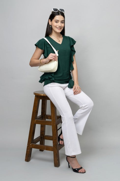 Ruffled V-Neck Top