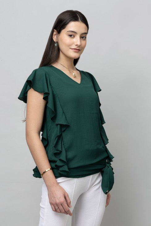 Ruffled V-Neck Top
