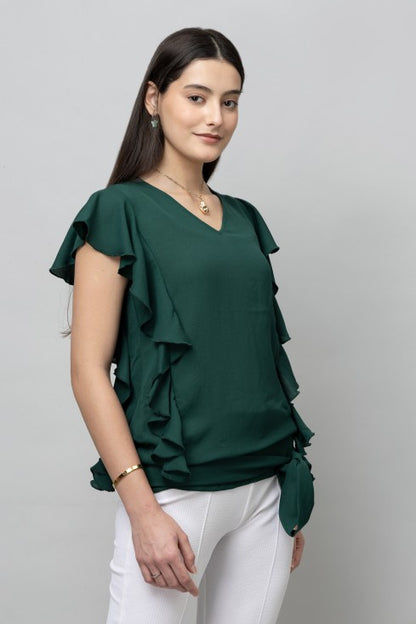 Ruffled V-Neck Top