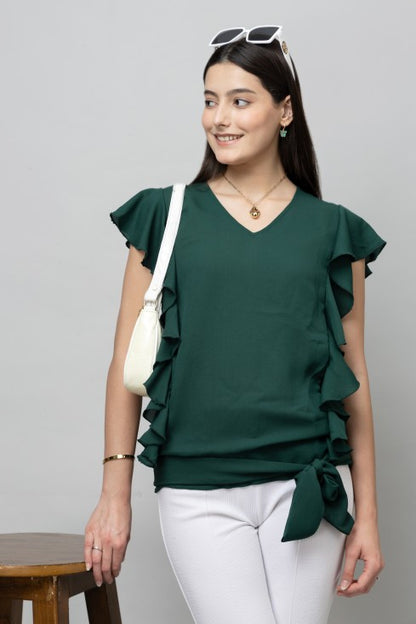 Ruffled V-Neck Top