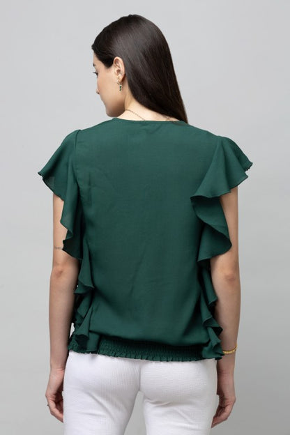 Ruffled V-Neck Top