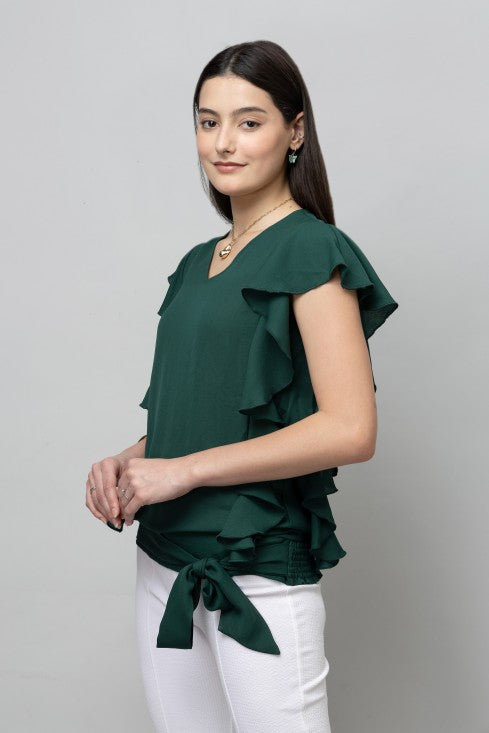 Ruffled V-Neck Top