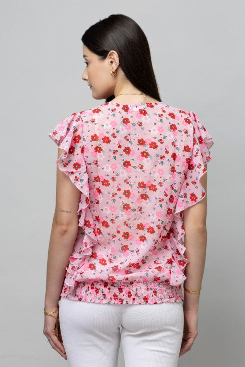 Ruffled V-Neck Top