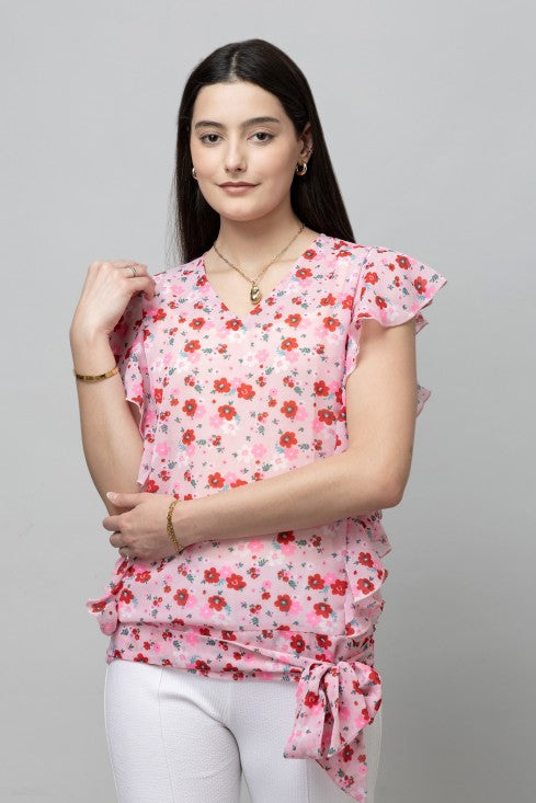 Ruffled V-Neck Top