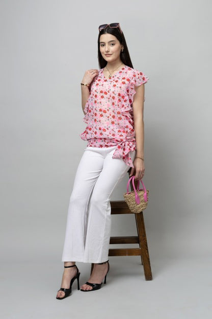 Ruffled V-Neck Top