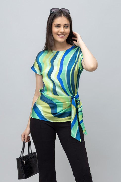 Abstract Stripe Print Top
