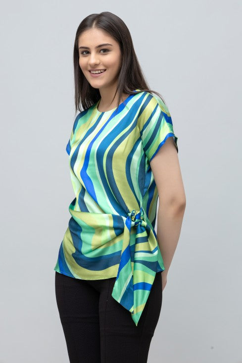 Abstract Stripe Print Top