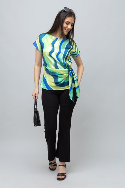 Abstract Stripe Print Top