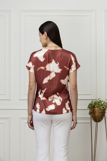 Front Tie-Up Satin Top