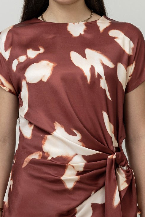 Front Tie-Up Satin Top