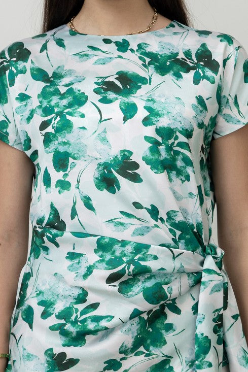 Front Tie-Up Satin Top