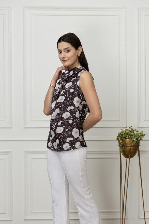 Floral Cowl Neck Top