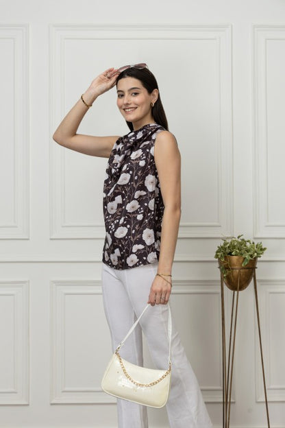 Floral Cowl Neck Top