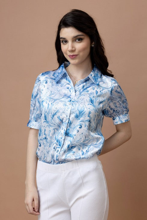 Printed Cuffed Sleeves Casual Shirt