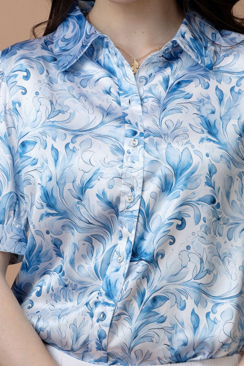 Printed Cuffed Sleeves Casual Shirt
