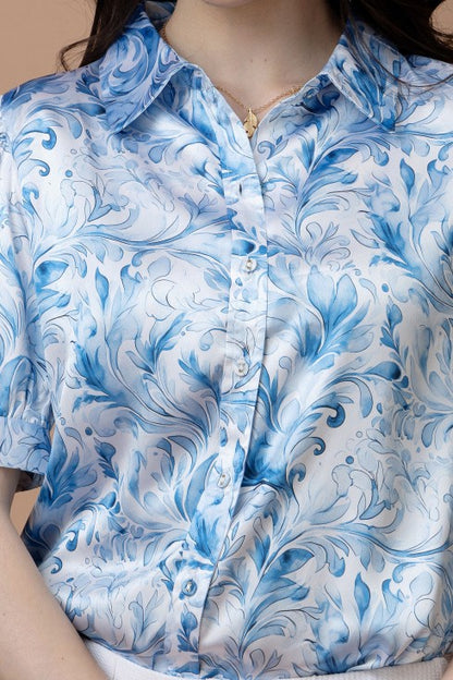Printed Cuffed Sleeves Casual Shirt