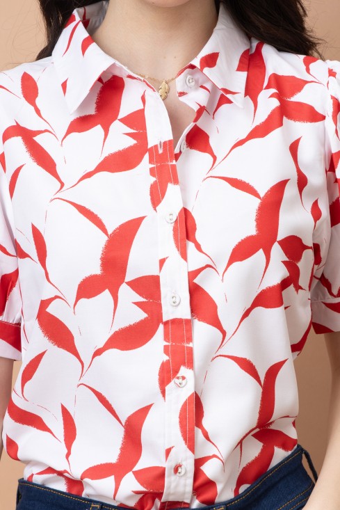 Printed Cuffed Sleeves Casual Shirt