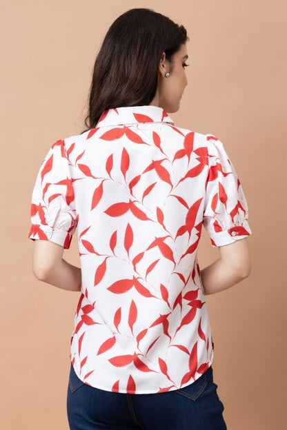 Printed Cuffed Sleeves Casual Shirt