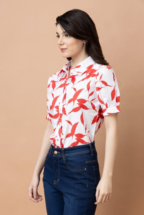 Printed Cuffed Sleeves Casual Shirt