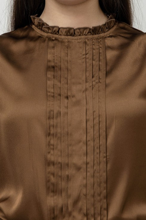 Sleeveless Pintuck Satin Top