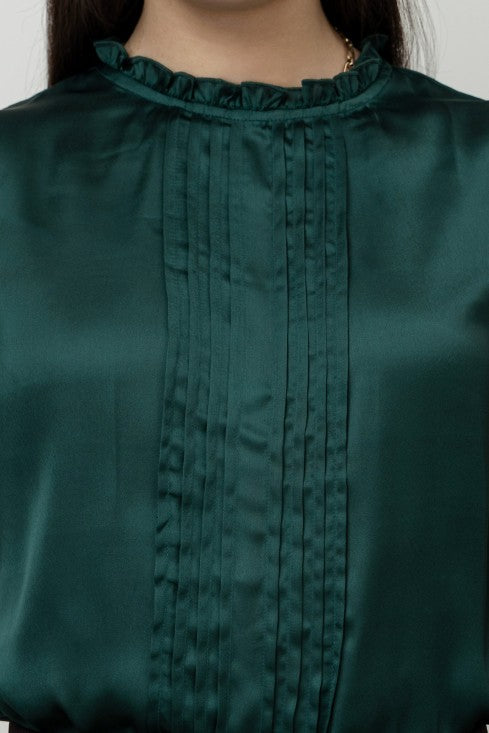 Sleeveless Pintuck Satin Top
