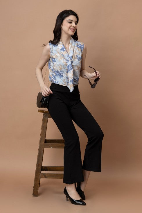 Sleeveless Tie-Up Neck Top