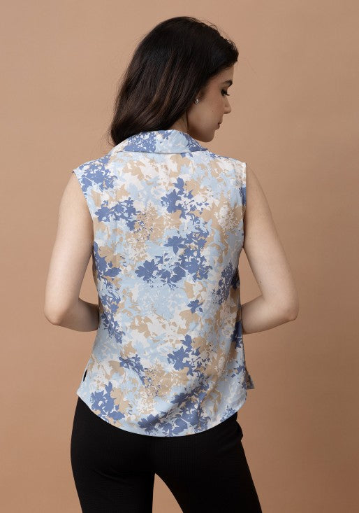 Sleeveless Tie-Up Neck Top