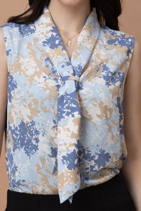 Sleeveless Tie-Up Neck Top