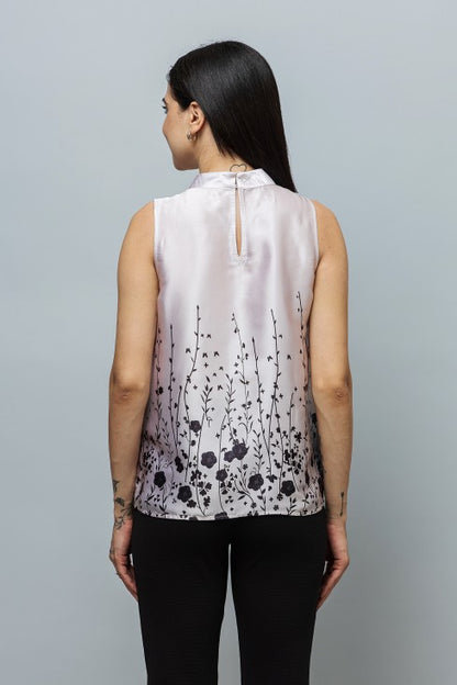 Sleeveless Printed Satin Top