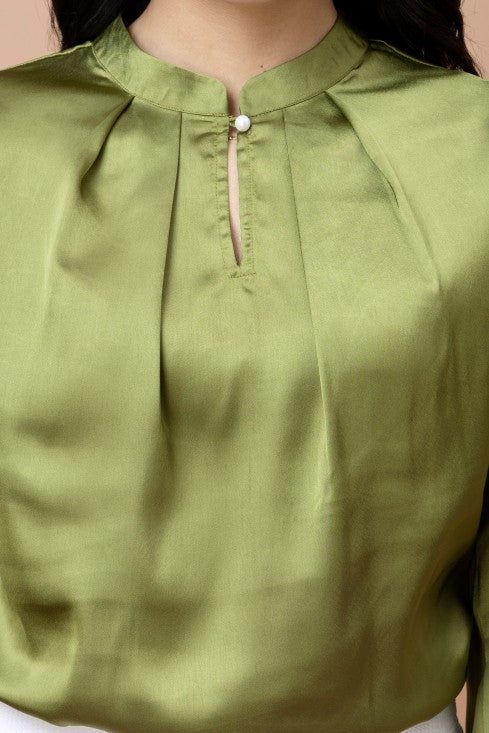 Pleated Casual Satin Top