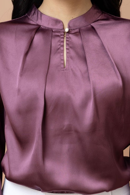 Pleated Casual Satin Top