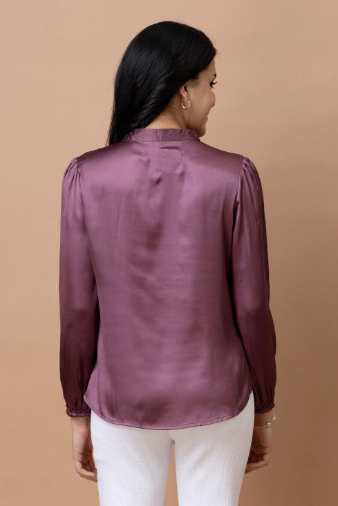 Pleated Casual Satin Top