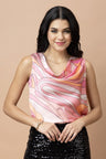 Sleeveless Cowl Neck Satin Top