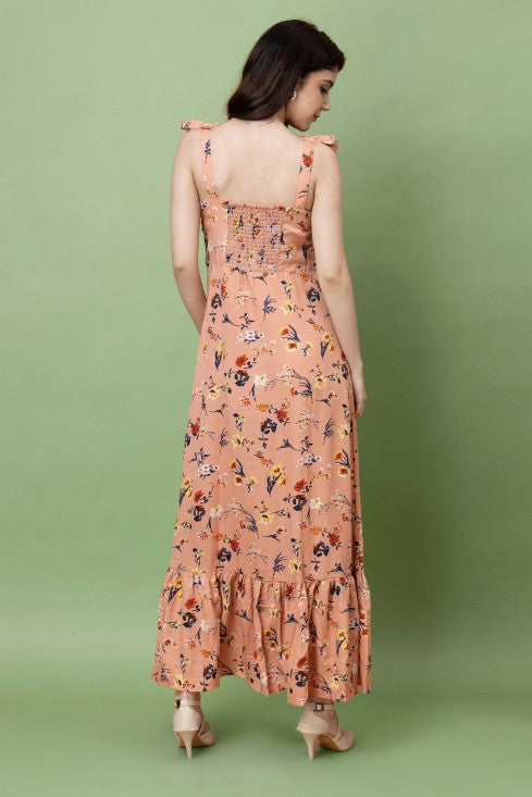 Floral Printed Strappy Maxi Dress