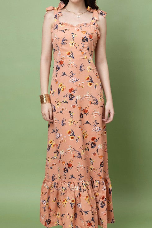 Floral Printed Strappy Maxi Dress