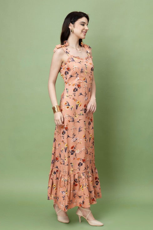 Floral Printed Strappy Maxi Dress