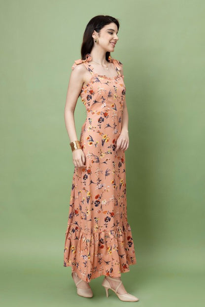Floral Printed Strappy Maxi Dress