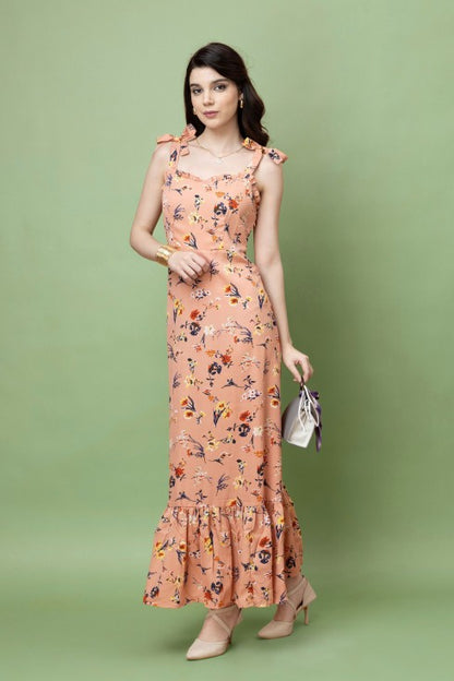 Floral Printed Strappy Maxi Dress