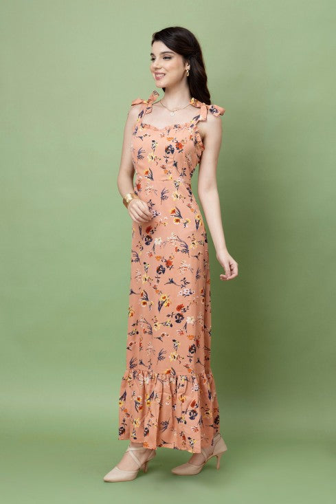 Floral Printed Strappy Maxi Dress