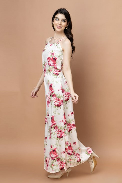 Floral Printed Noodle Strap Maxi Dress