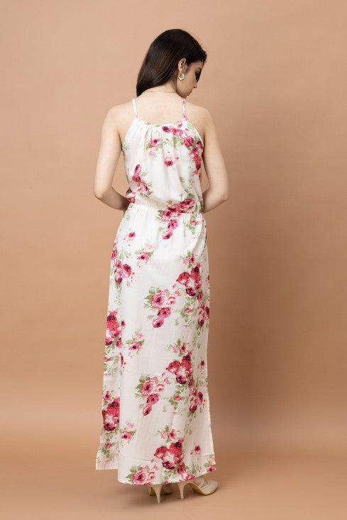 Floral Printed Noodle Strap Maxi Dress