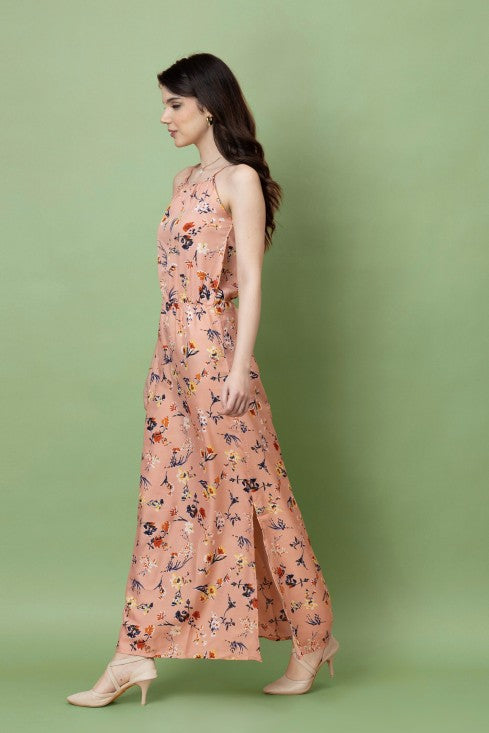 Floral Printed Noodle Strap Maxi Dress