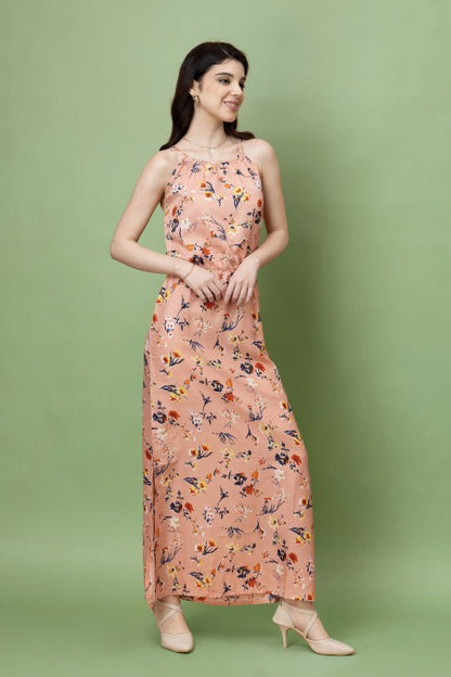 Floral Printed Noodle Strap Maxi Dress